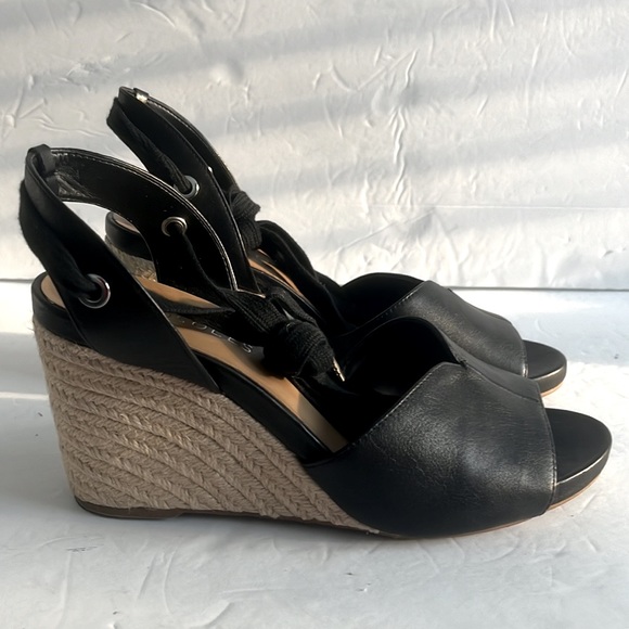 AEROSOLES Shoes $80 Women Cleverdale Leather Espadrille Wedge Sandals Size 9.5M - Picture 4 of 6